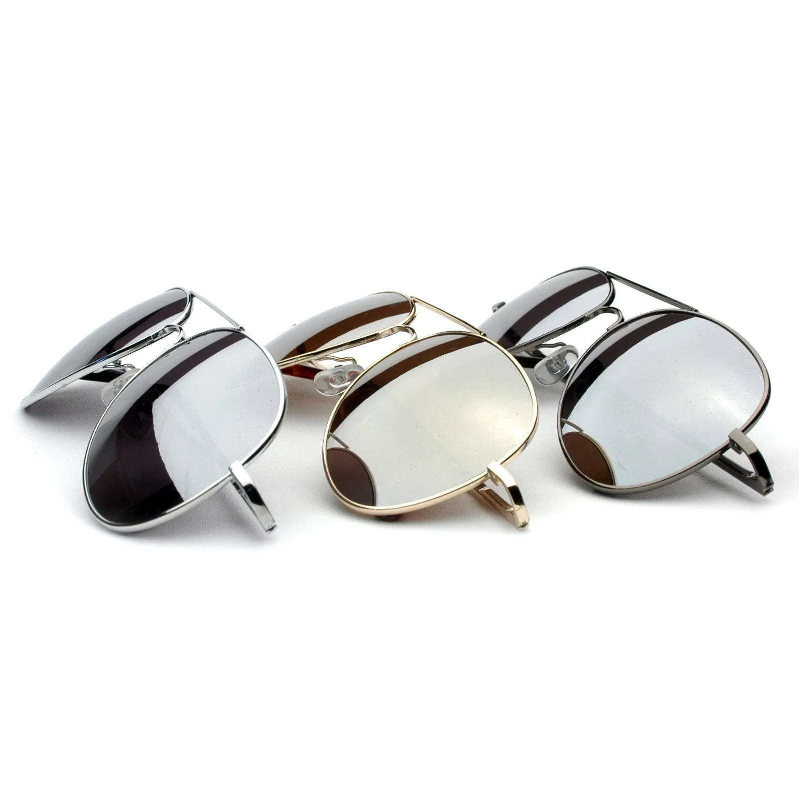 Sale Mirrored Lens Metal Aviator Sunglasses 1375 [3 Pack]
