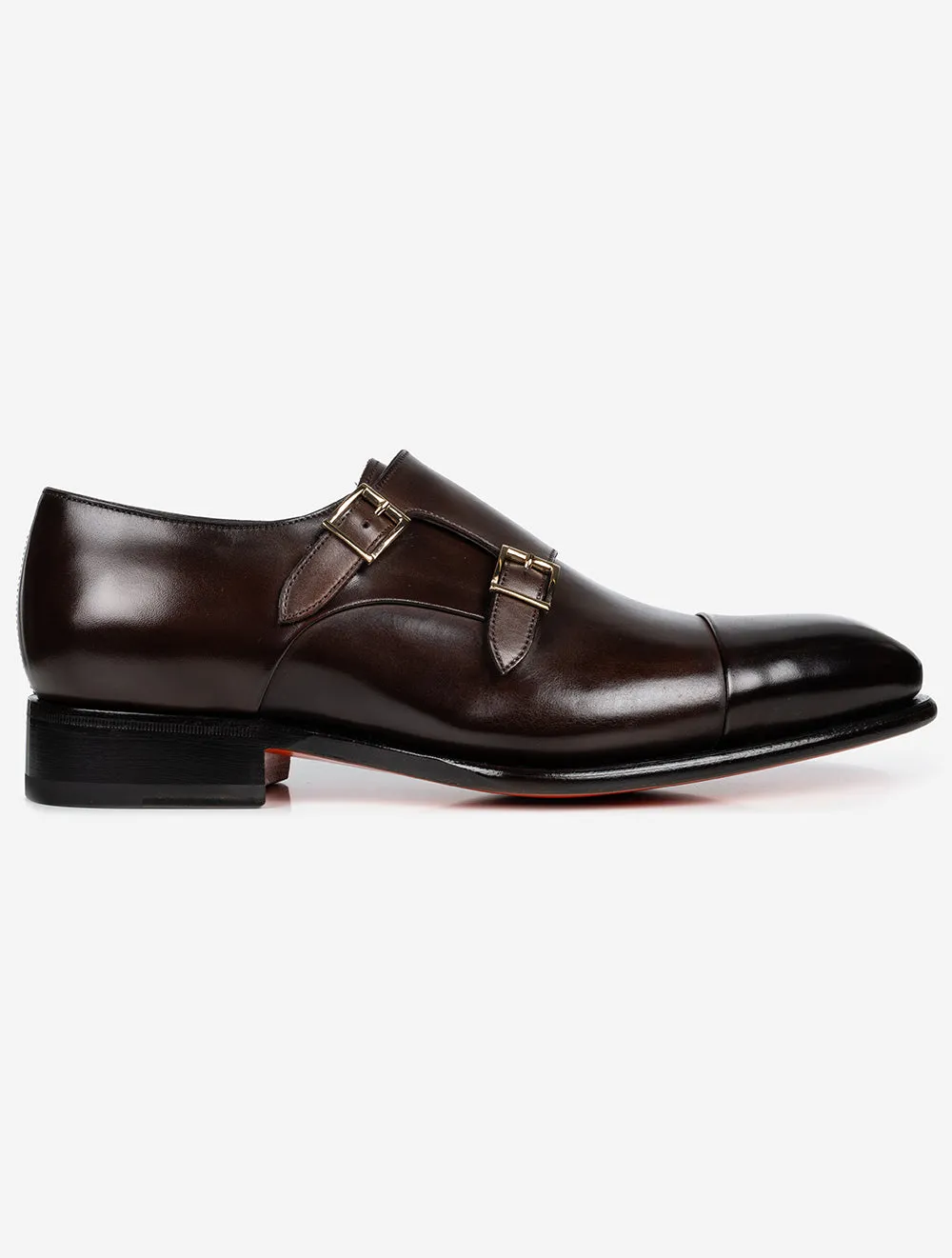 SANTONI Double Monk Shoe Dark Brown