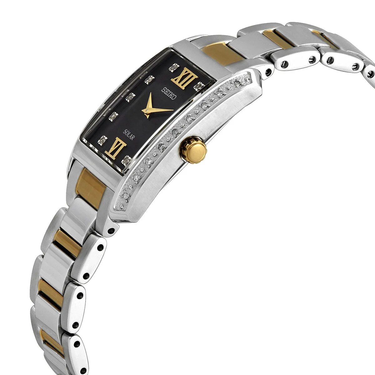 Seiko Quartz Diamond Black Dial Ladies Watch SUP405