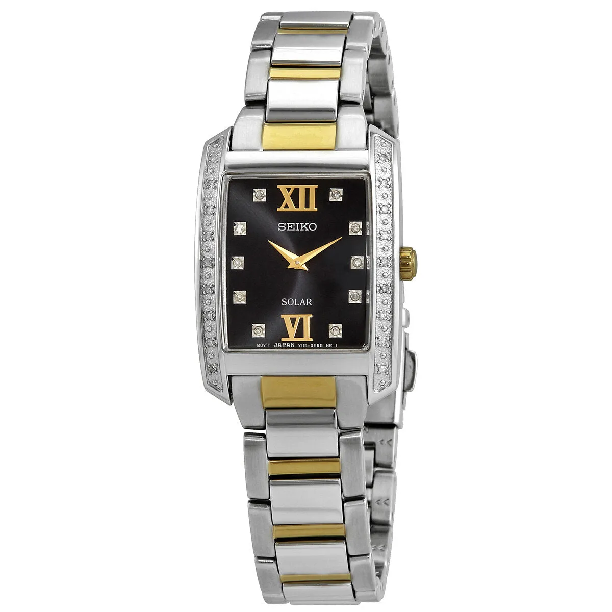 Seiko Quartz Diamond Black Dial Ladies Watch SUP405