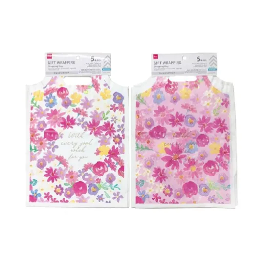 Shopping Bag - Bright Flower - 5pcs - 1.14ft X 9.84in X 3.14in - 35cm X 25cm X 8cm