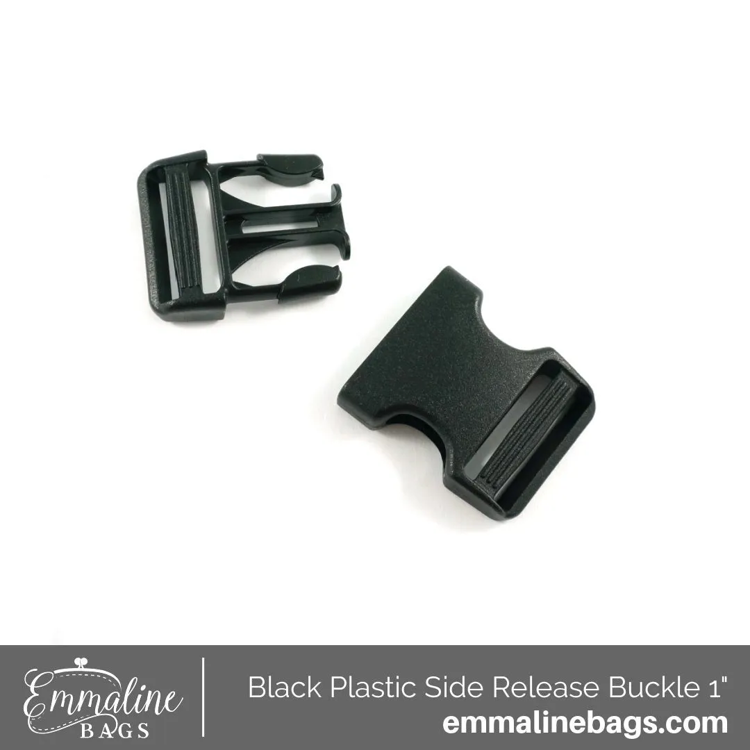 Side Release Buckle with Adjuster - Black Plastic 1" (25mm) - 1 per Pack