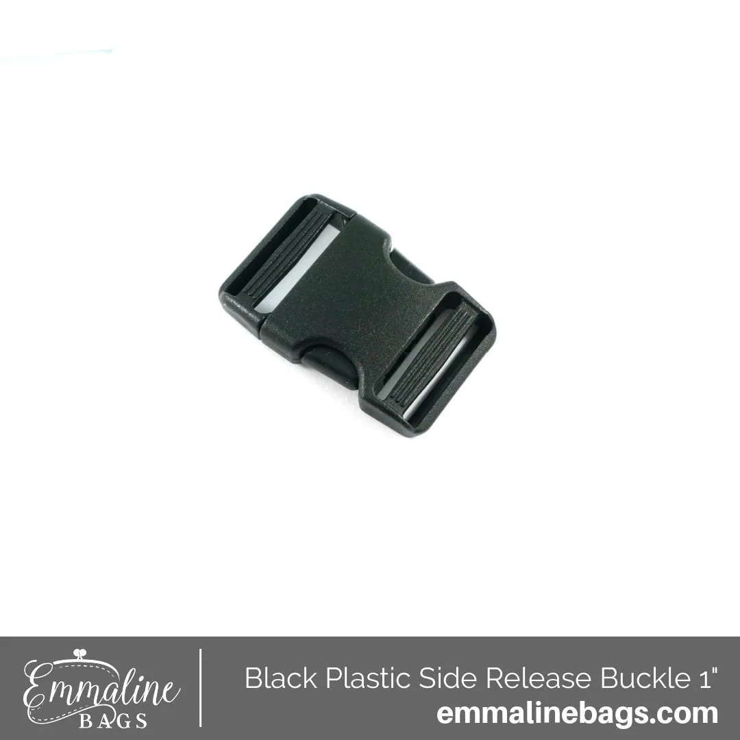 Side Release Buckle with Adjuster - Black Plastic 1" (25mm) - 1 per Pack