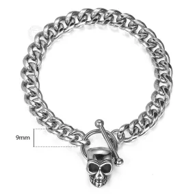 Silver Colored Chain Bracelet w/ Skull Charm