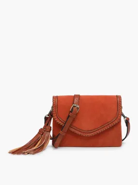 Sloane Suede Flapover Crossbody in Sienna