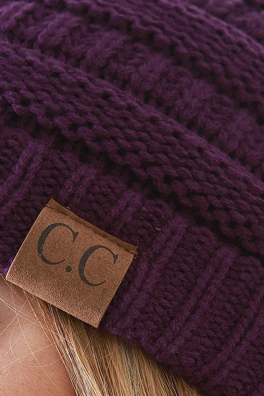 Solid Ridged Knit Beanie