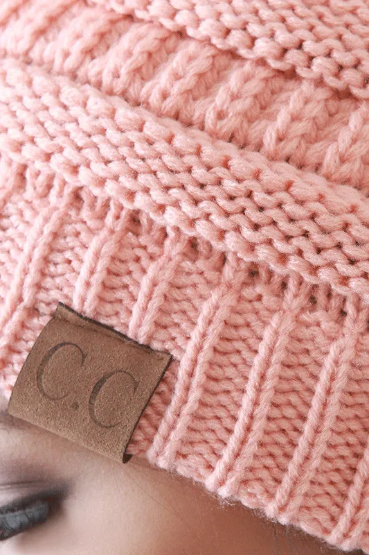 Solid Ridged Knit Beanie