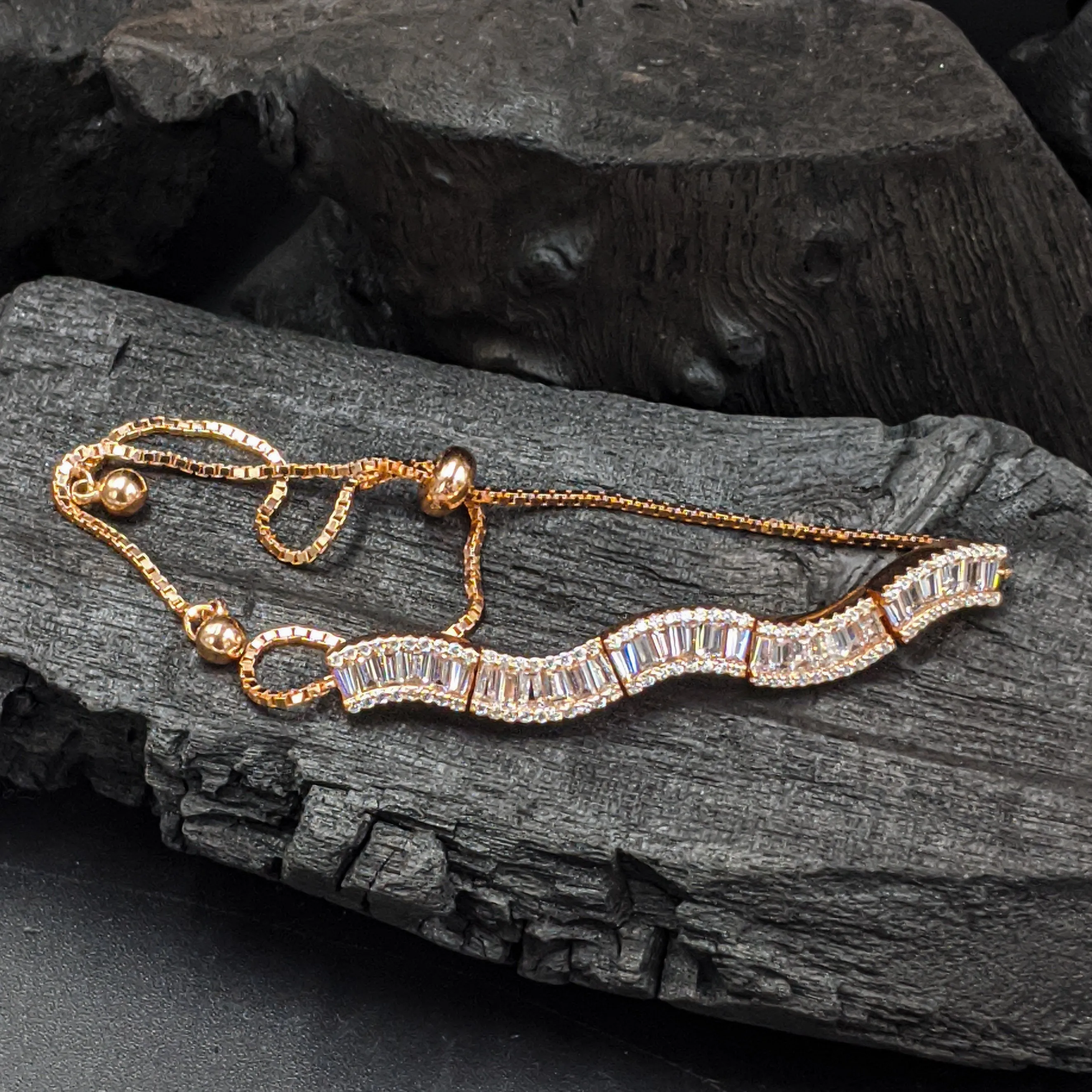 Sparkling Sea Wave Slider Bracelet