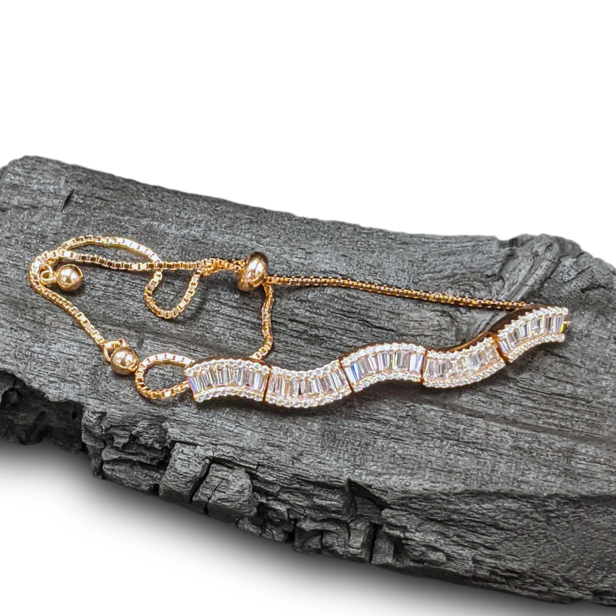 Sparkling Sea Wave Slider Bracelet