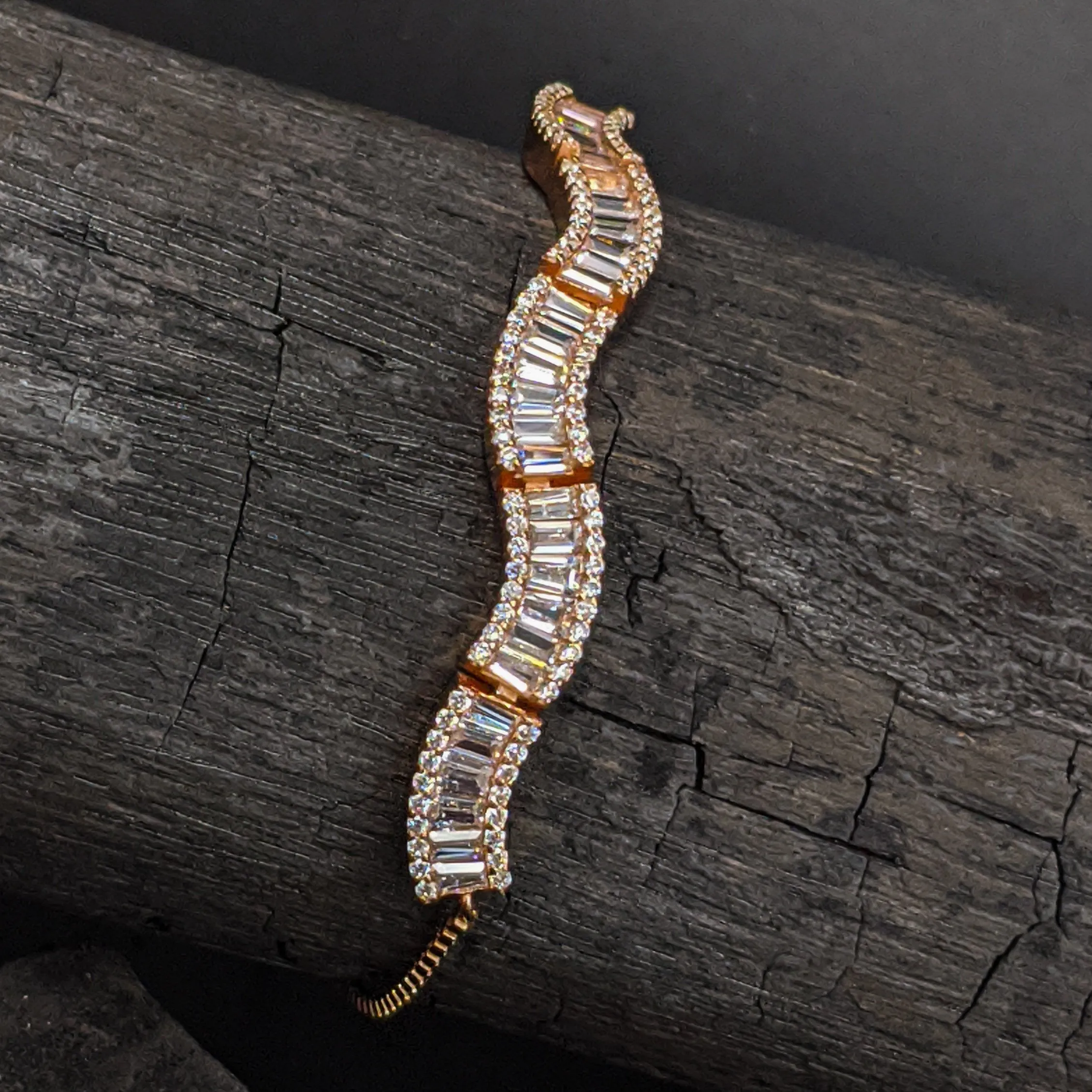 Sparkling Sea Wave Slider Bracelet