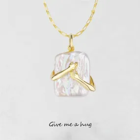 Square Baroque Pearl Couple Pendant Necklace