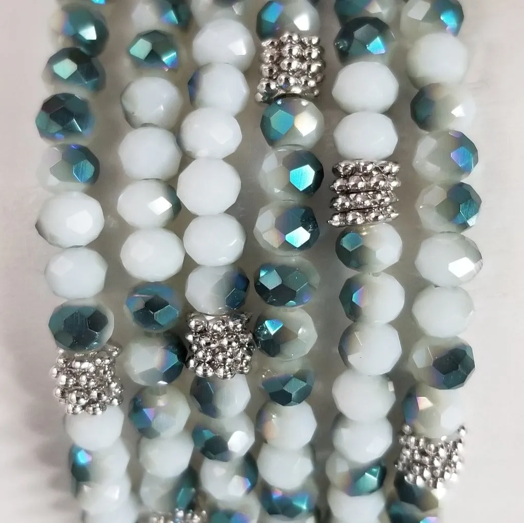 Stacking Stones Single AB Crystal Bracelet Ocean Wave