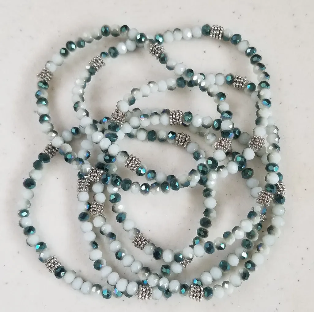 Stacking Stones Single AB Crystal Bracelet Ocean Wave