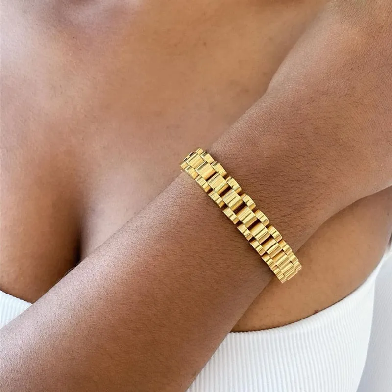 Stainless Steel Gold Plated Detachable Wristbands Bracelets