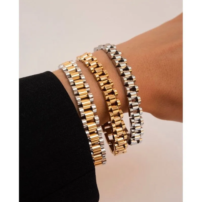 Stainless Steel Gold Plated Detachable Wristbands Bracelets