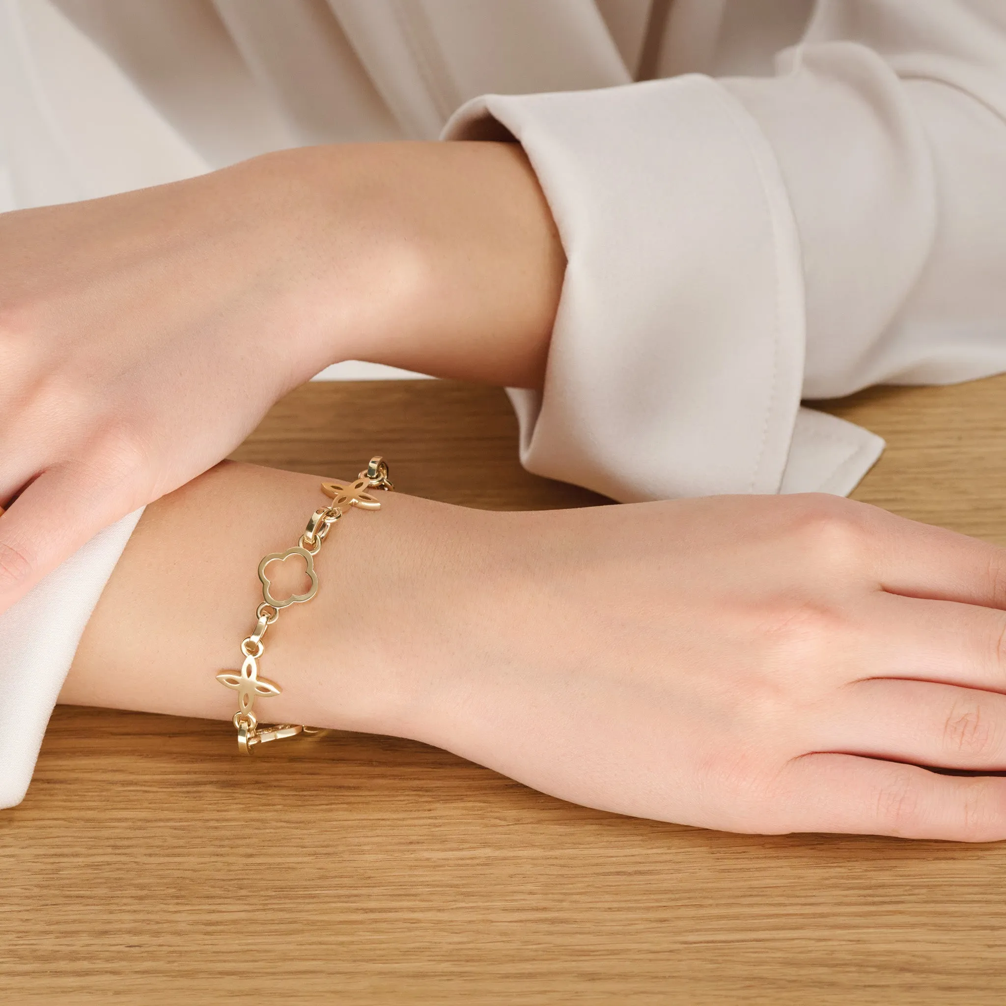 Star Anise Link Bracelet Yellow Gold - Diamond