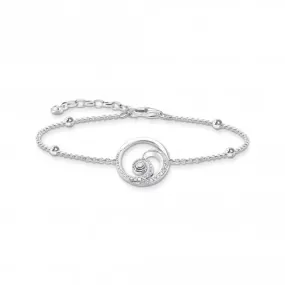 Sterling Silver Wave White Stones Bracelet A2045-051-14-L19V