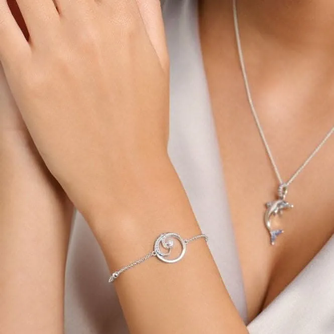 Sterling Silver Wave White Stones Bracelet A2045-051-14-L19V