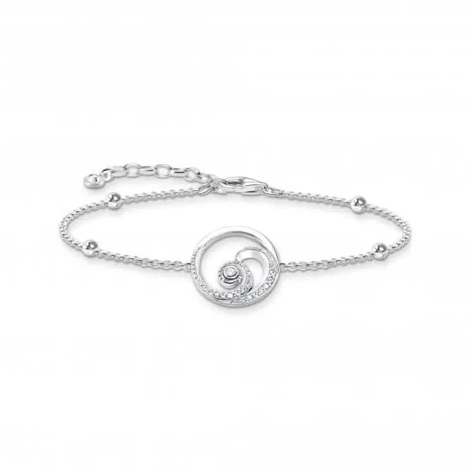 Sterling Silver Wave White Stones Bracelet A2045-051-14-L19V