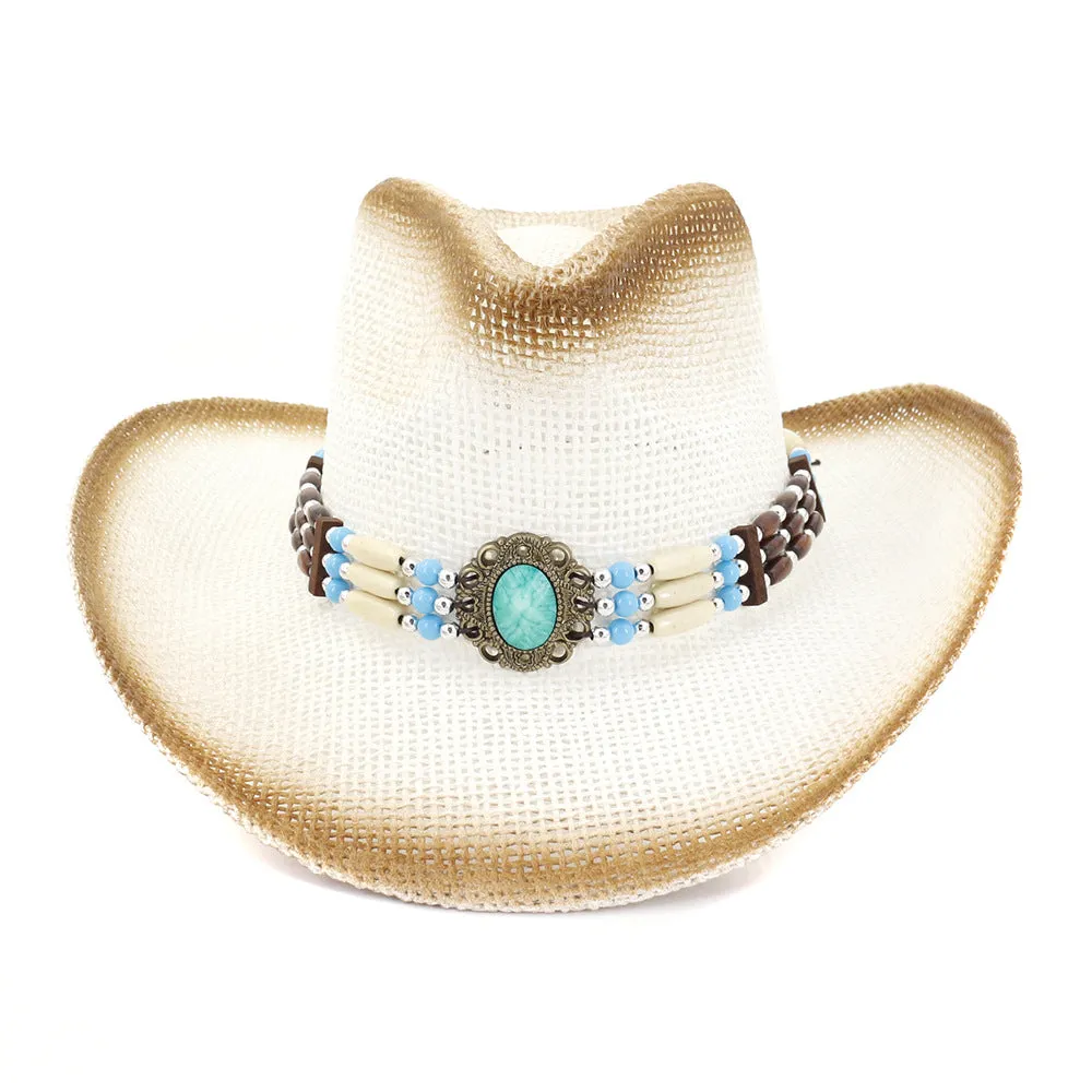 Straw Cowboy Hats Seaside Beach Hat Sun Protection Hat Straw Cowboy Hat