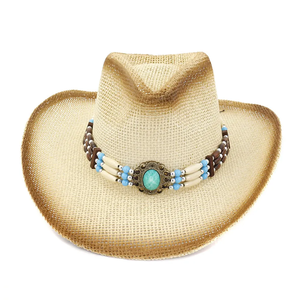Straw Cowboy Hats Seaside Beach Hat Sun Protection Hat Straw Cowboy Hat