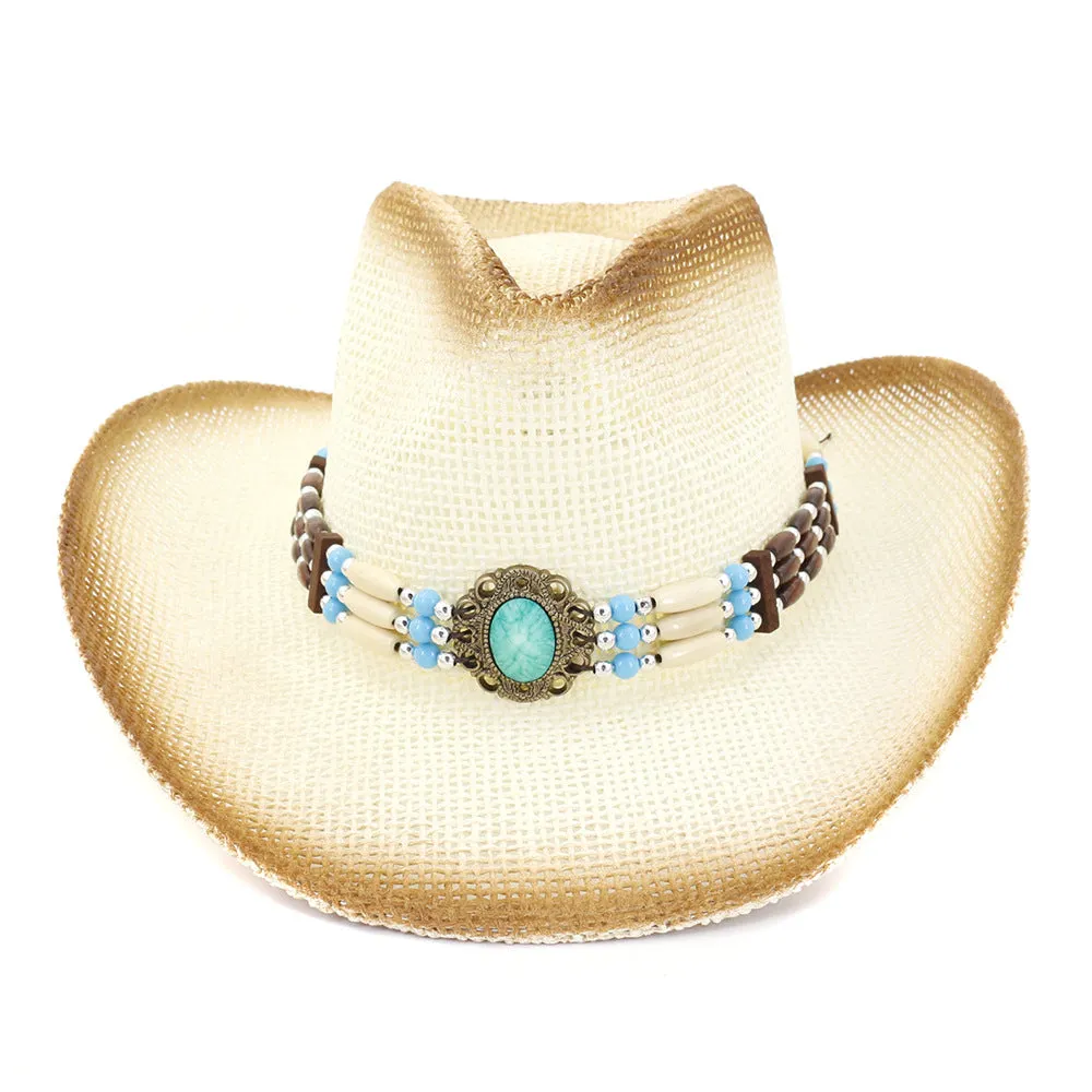 Straw Cowboy Hats Seaside Beach Hat Sun Protection Hat Straw Cowboy Hat