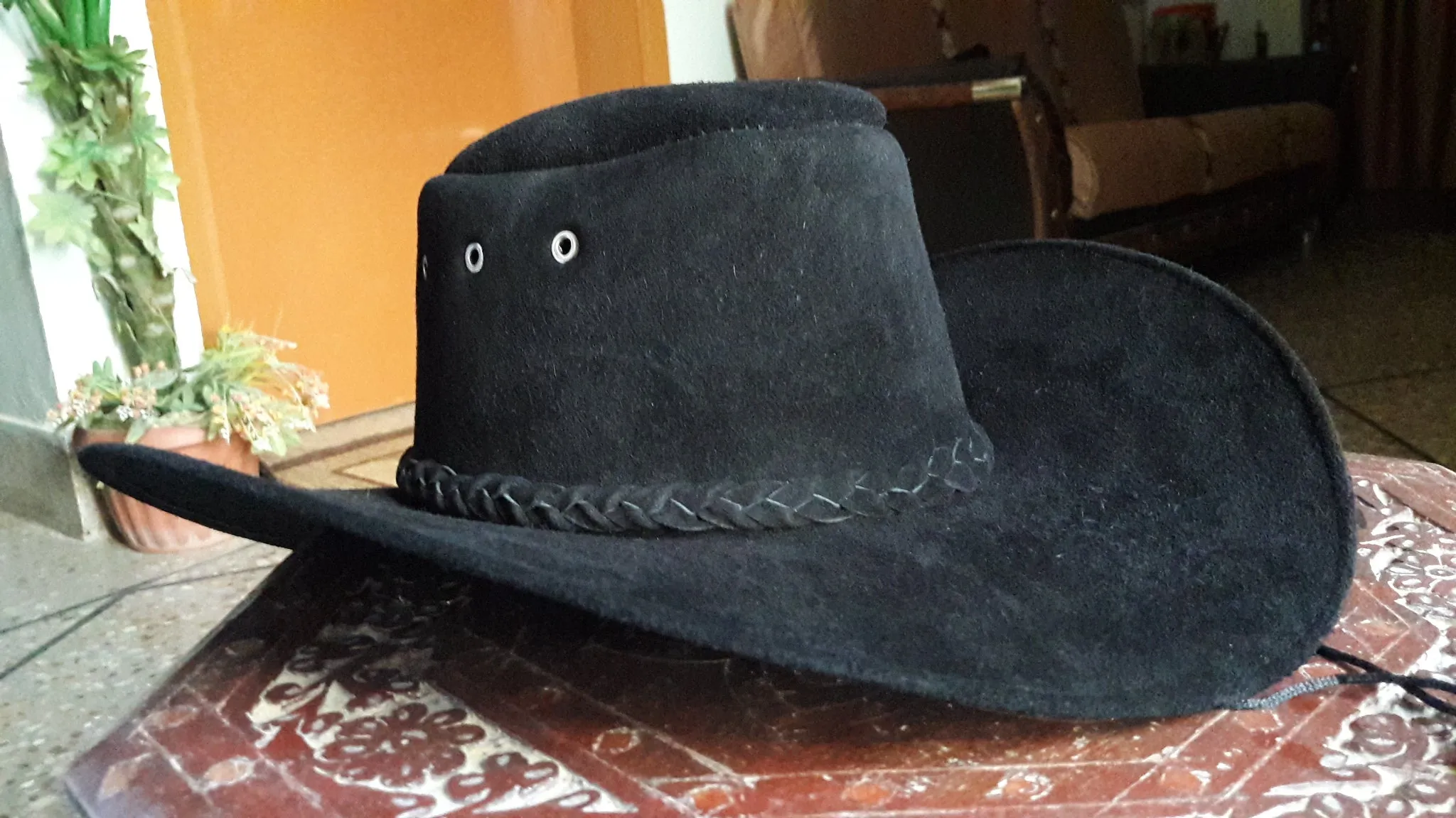 Suede leather cowboy hat