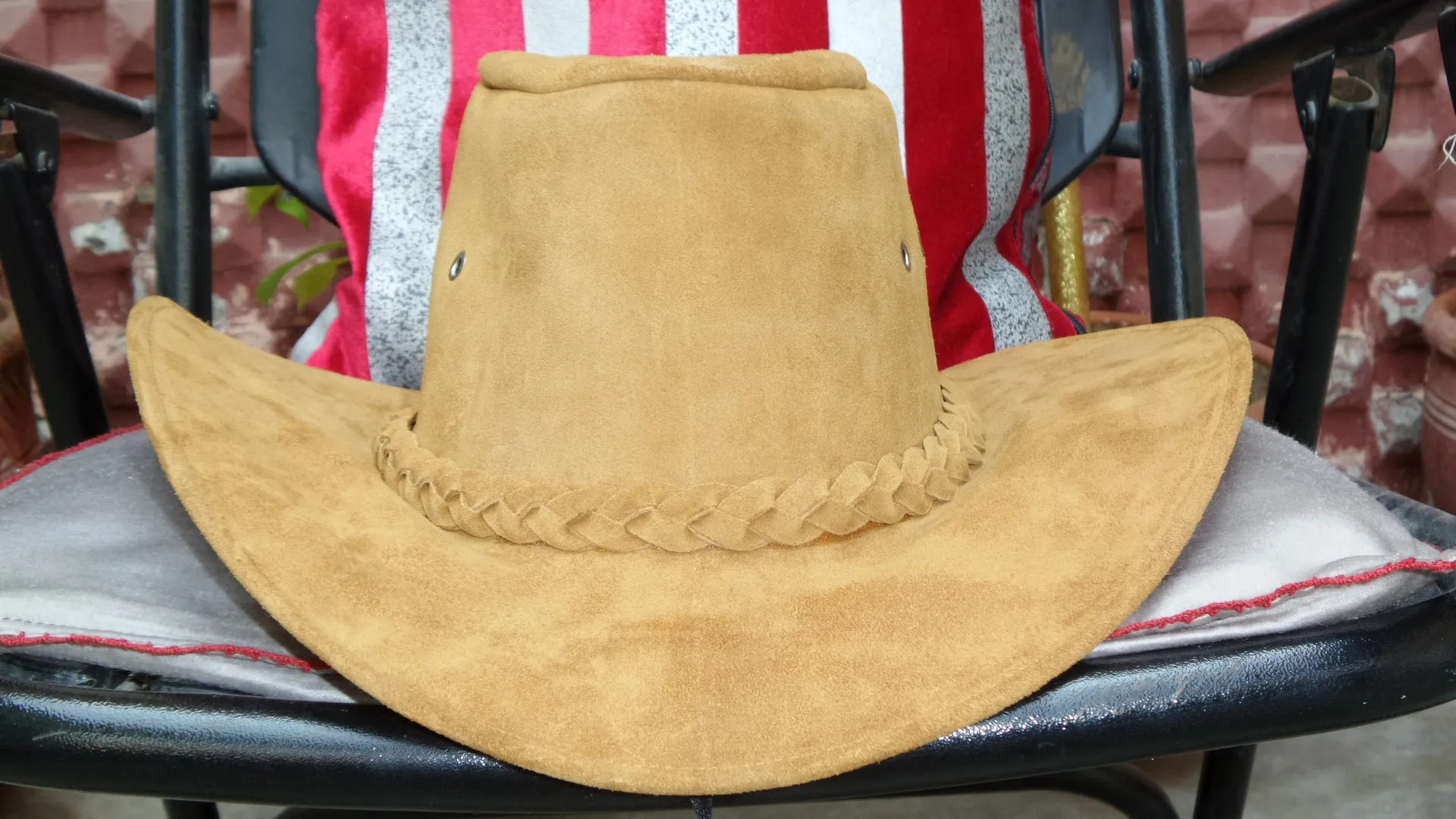 Suede leather cowboy hat