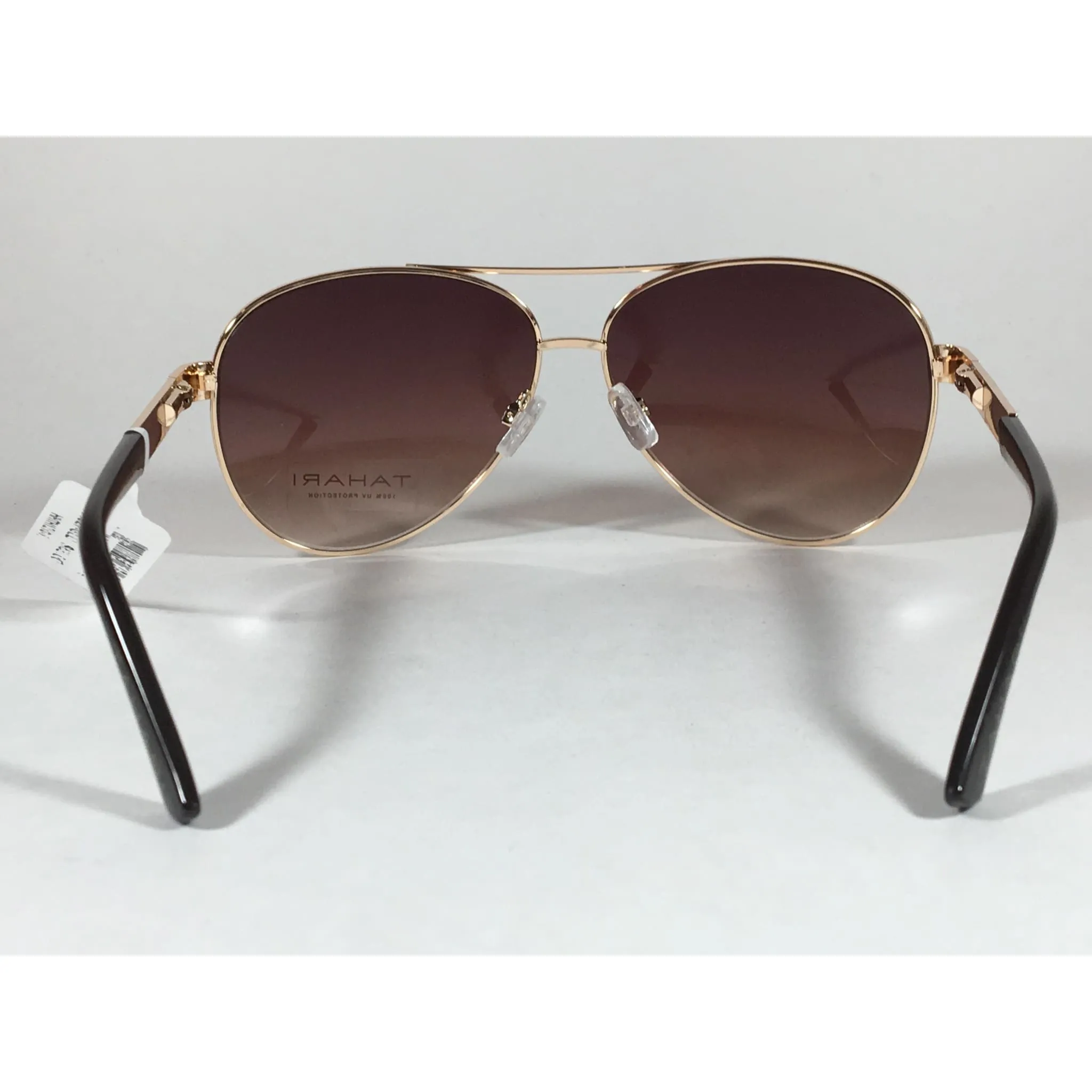 Tahari Aviator Sunglasses Gold Brown Metal Frame Gradient Lens TH527 GLD