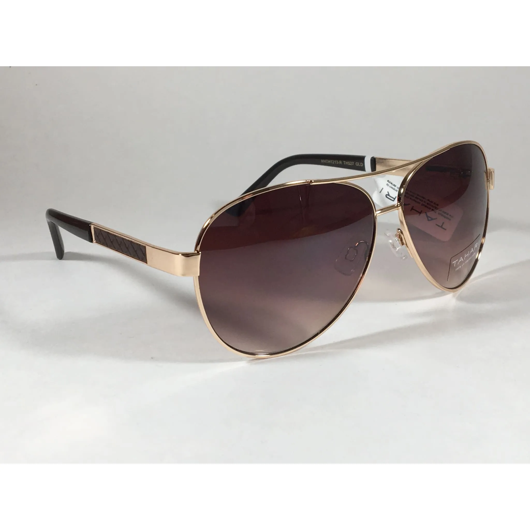 Tahari Aviator Sunglasses Gold Brown Metal Frame Gradient Lens TH527 GLD