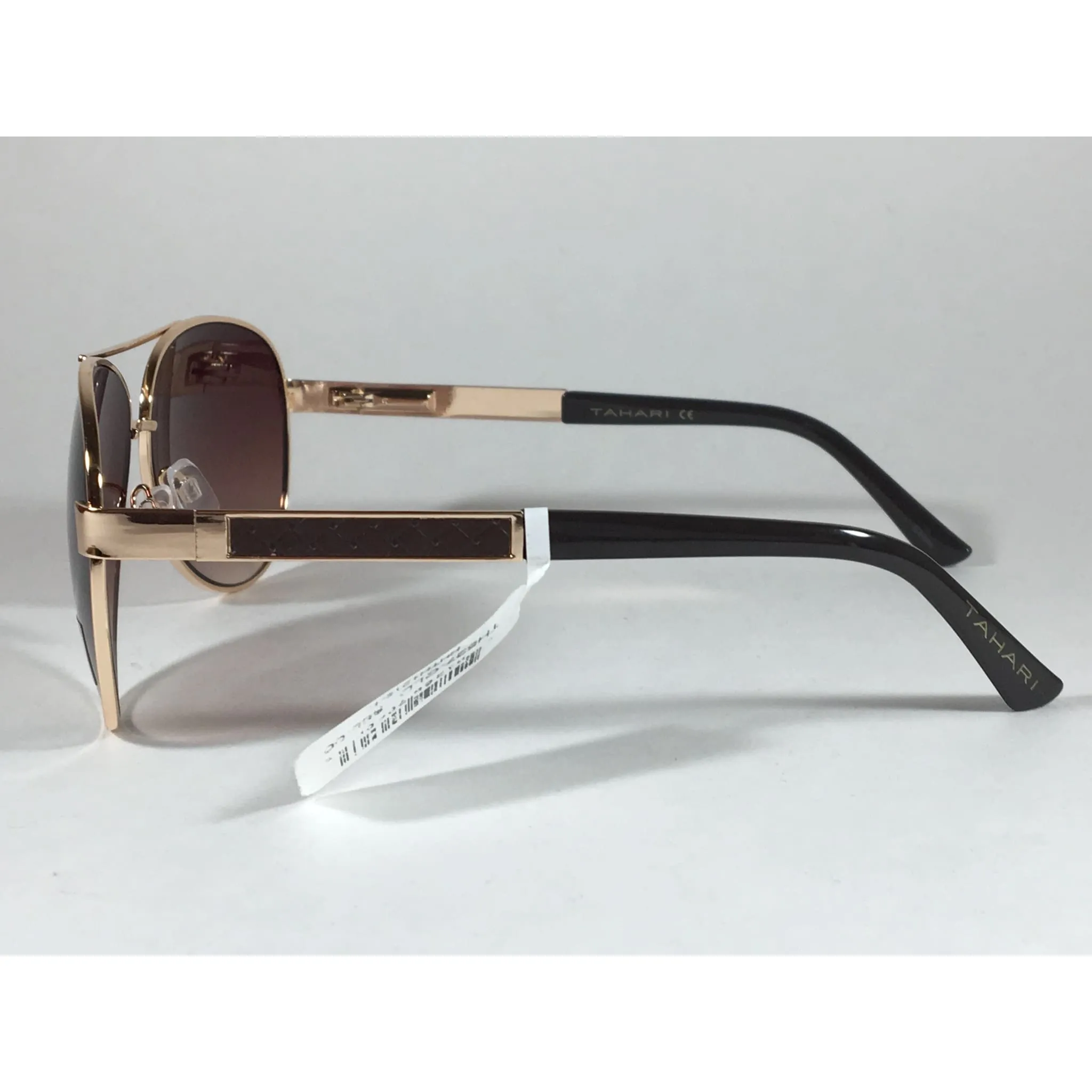 Tahari Aviator Sunglasses Gold Brown Metal Frame Gradient Lens TH527 GLD