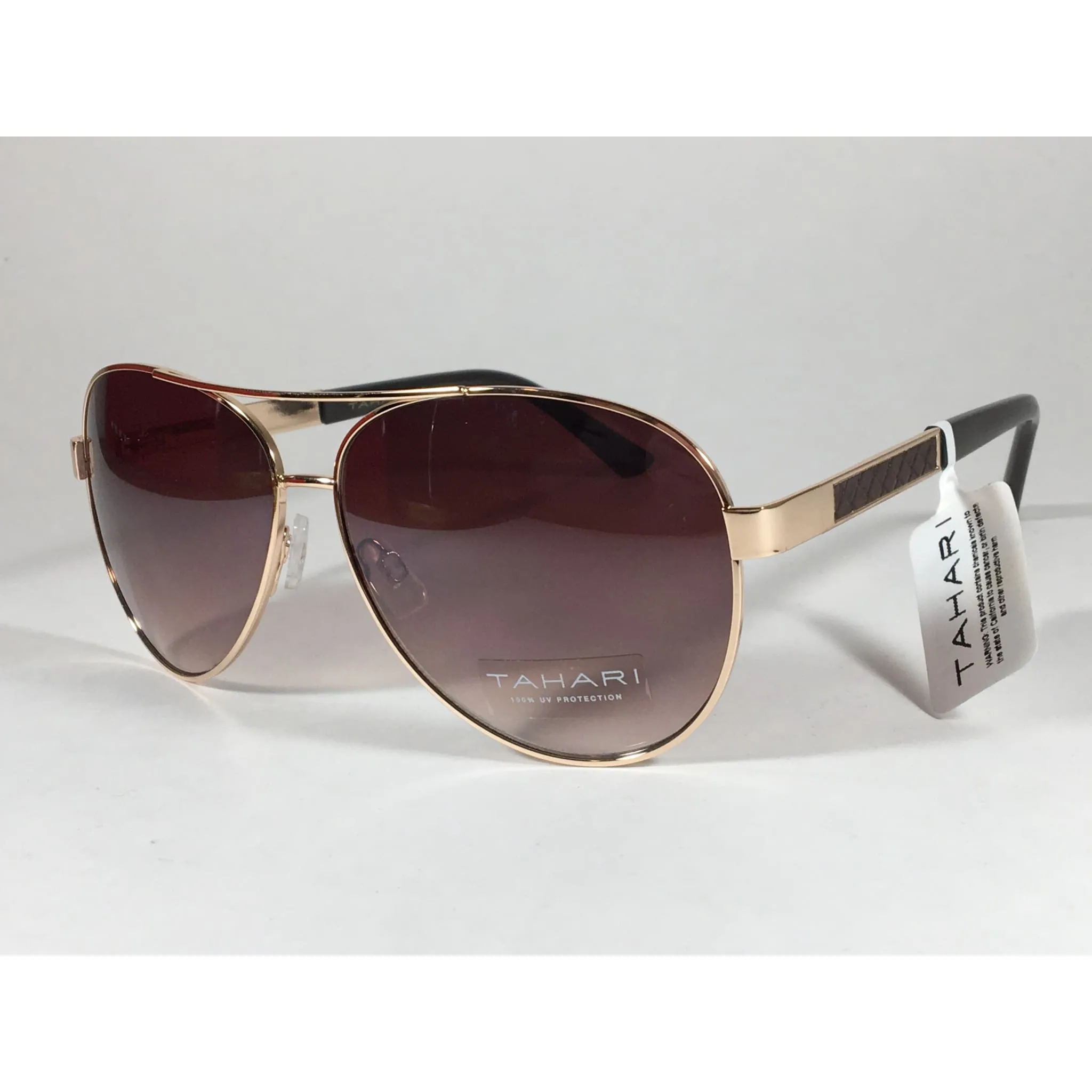 Tahari Aviator Sunglasses Gold Brown Metal Frame Gradient Lens TH527 GLD