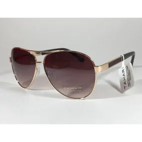 Tahari Aviator Sunglasses Gold Brown Metal Frame Gradient Lens TH527 GLD