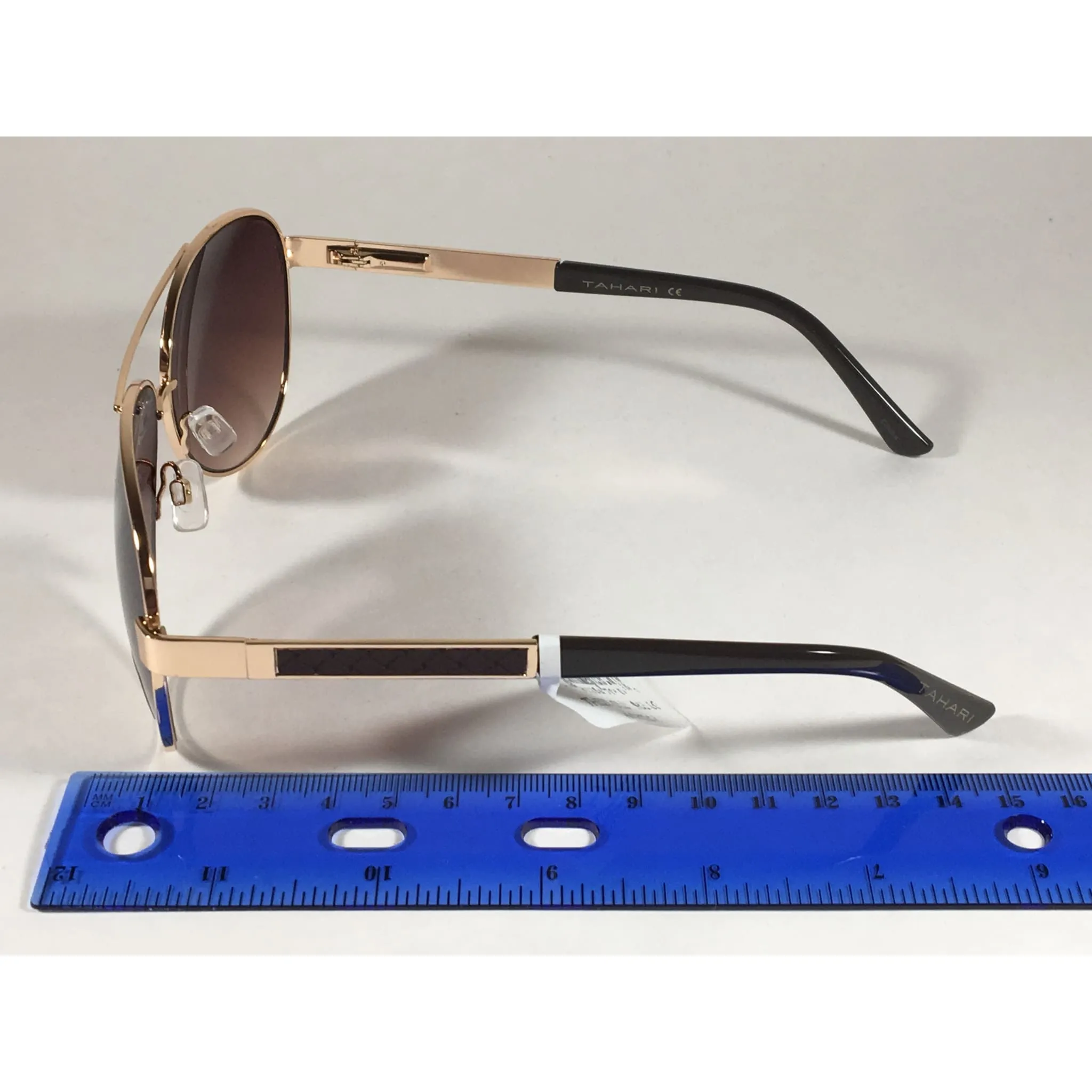 Tahari Aviator Sunglasses Gold Brown Metal Frame Gradient Lens TH527 GLD