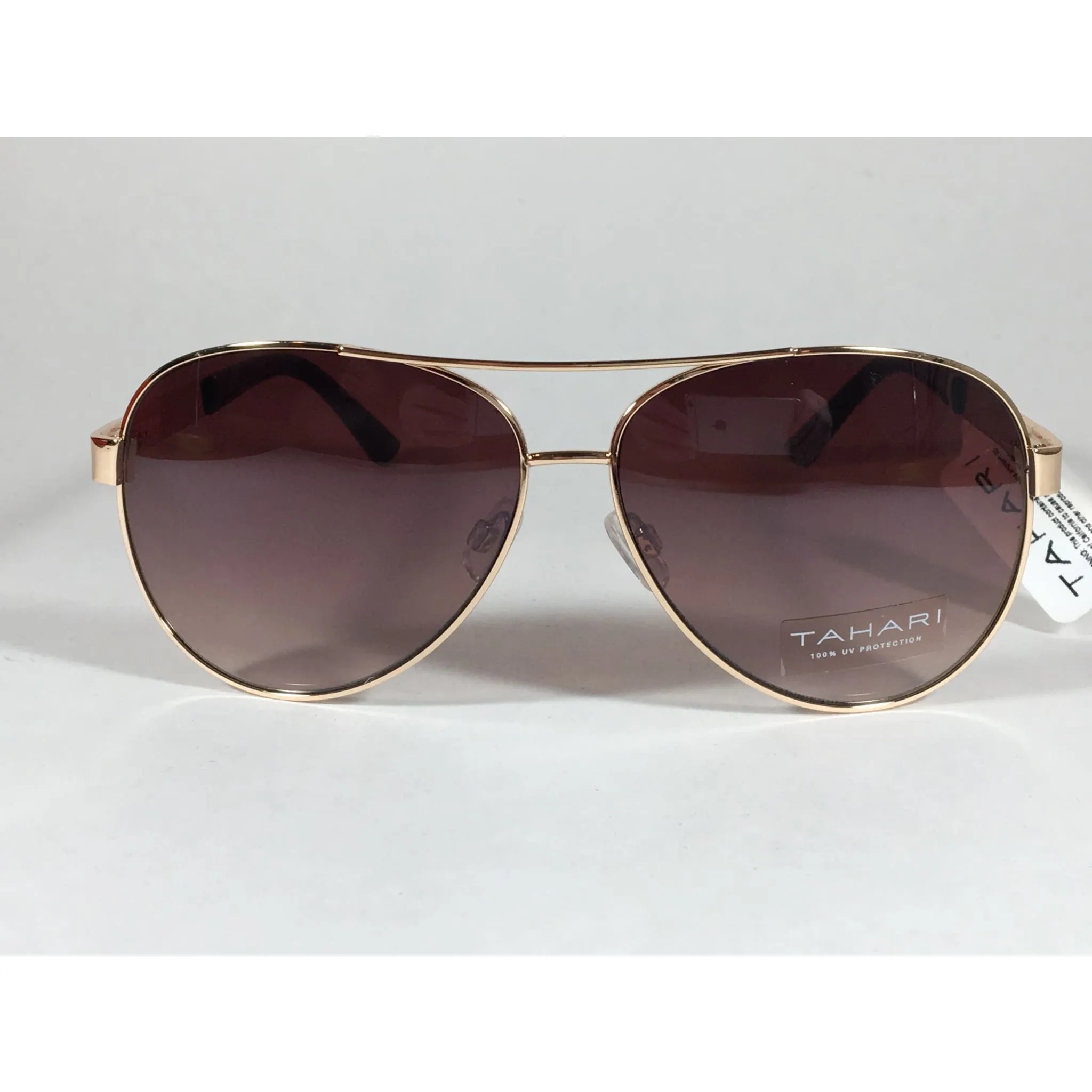 Tahari Aviator Sunglasses Gold Brown Metal Frame Gradient Lens TH527 GLD