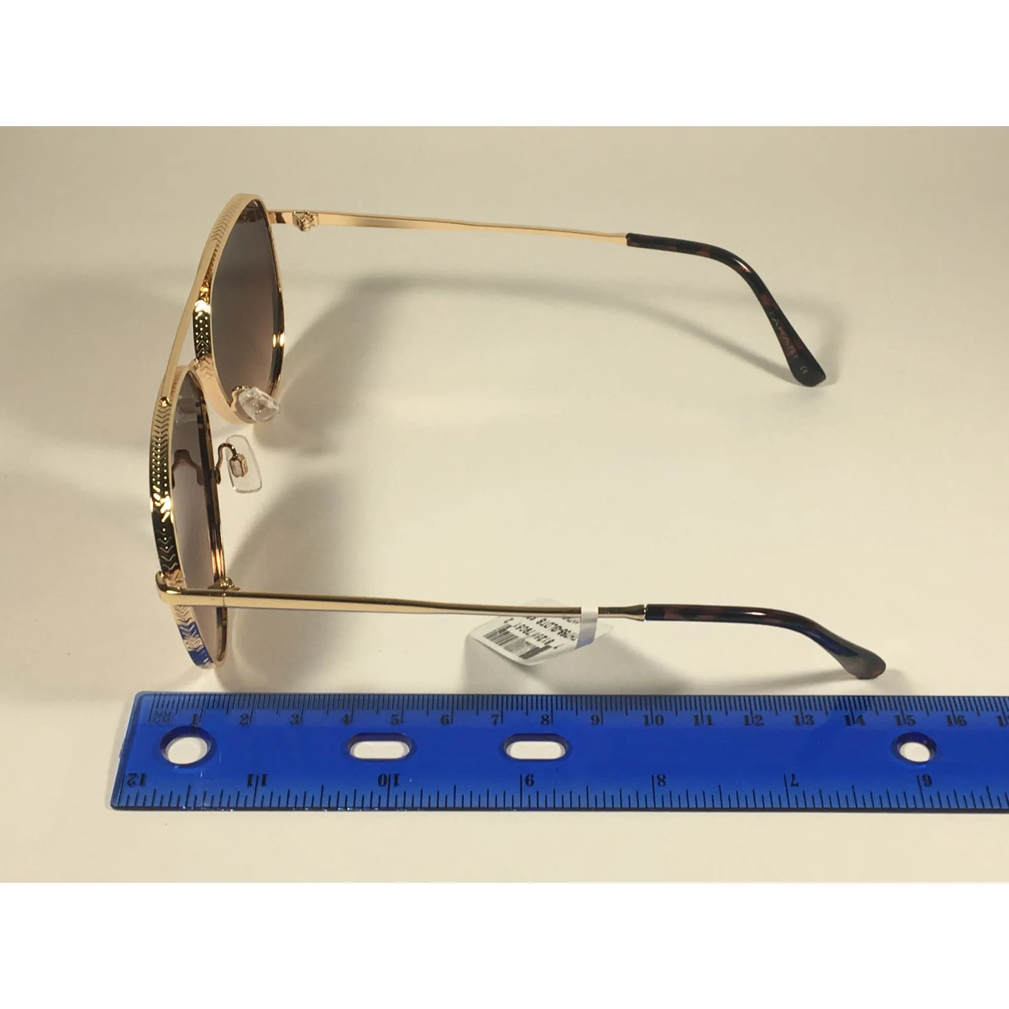 Tahari Aviator Sunglasses Gold Brown Tortoise Frame Gradient Lens TH758 GLDTS