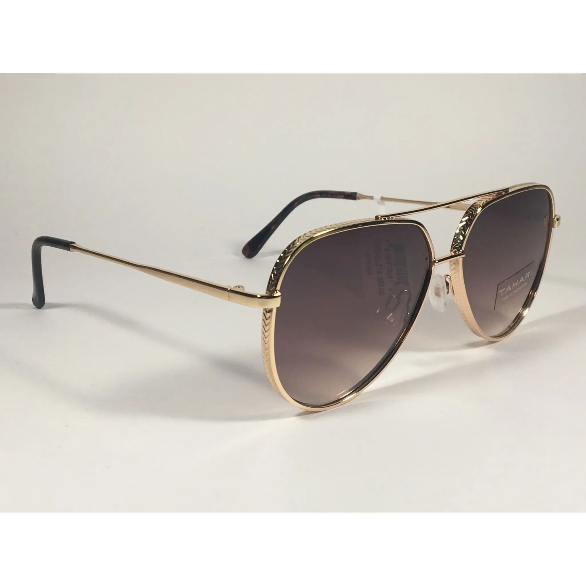 Tahari Aviator Sunglasses Gold Brown Tortoise Frame Gradient Lens TH758 GLDTS