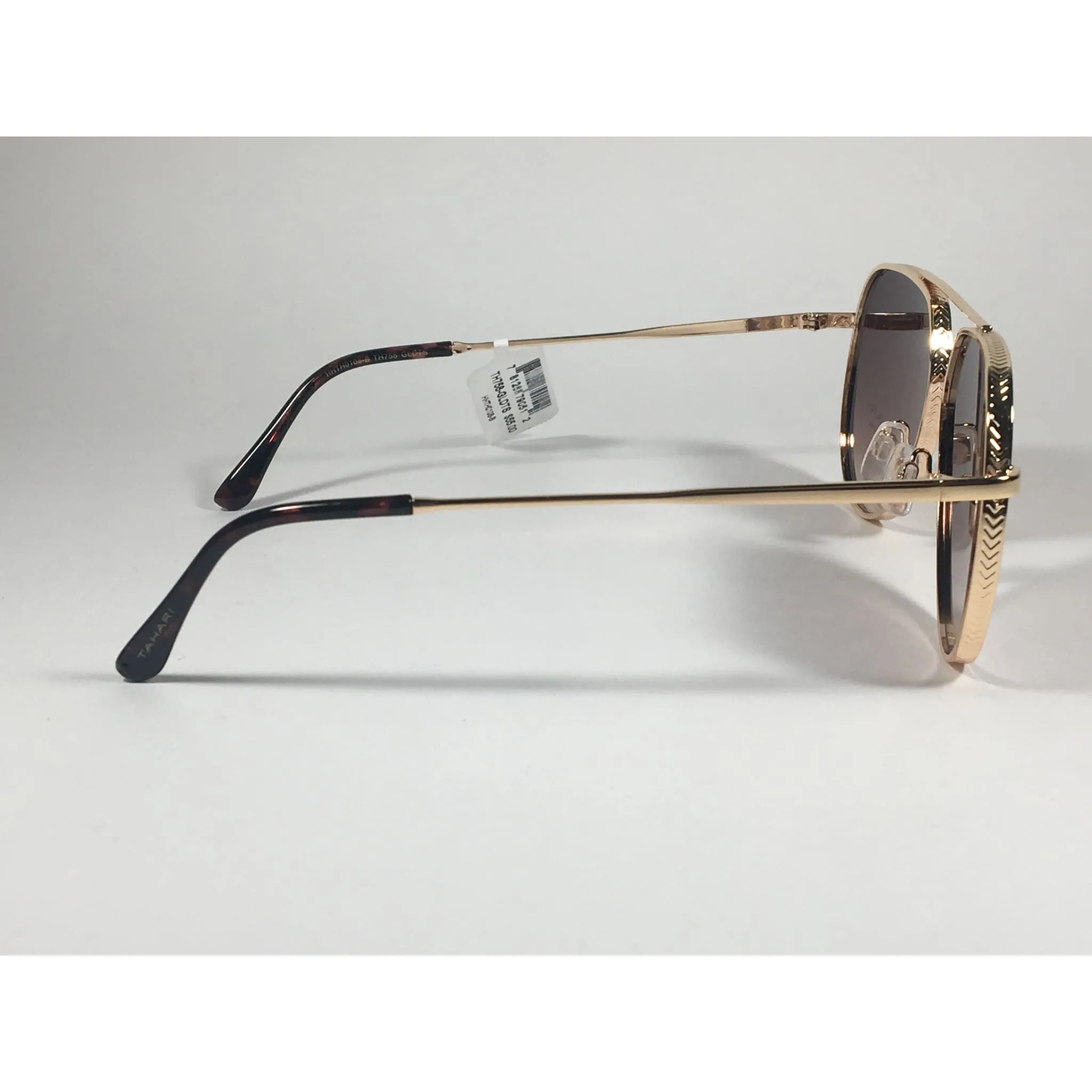 Tahari Aviator Sunglasses Gold Brown Tortoise Frame Gradient Lens TH758 GLDTS