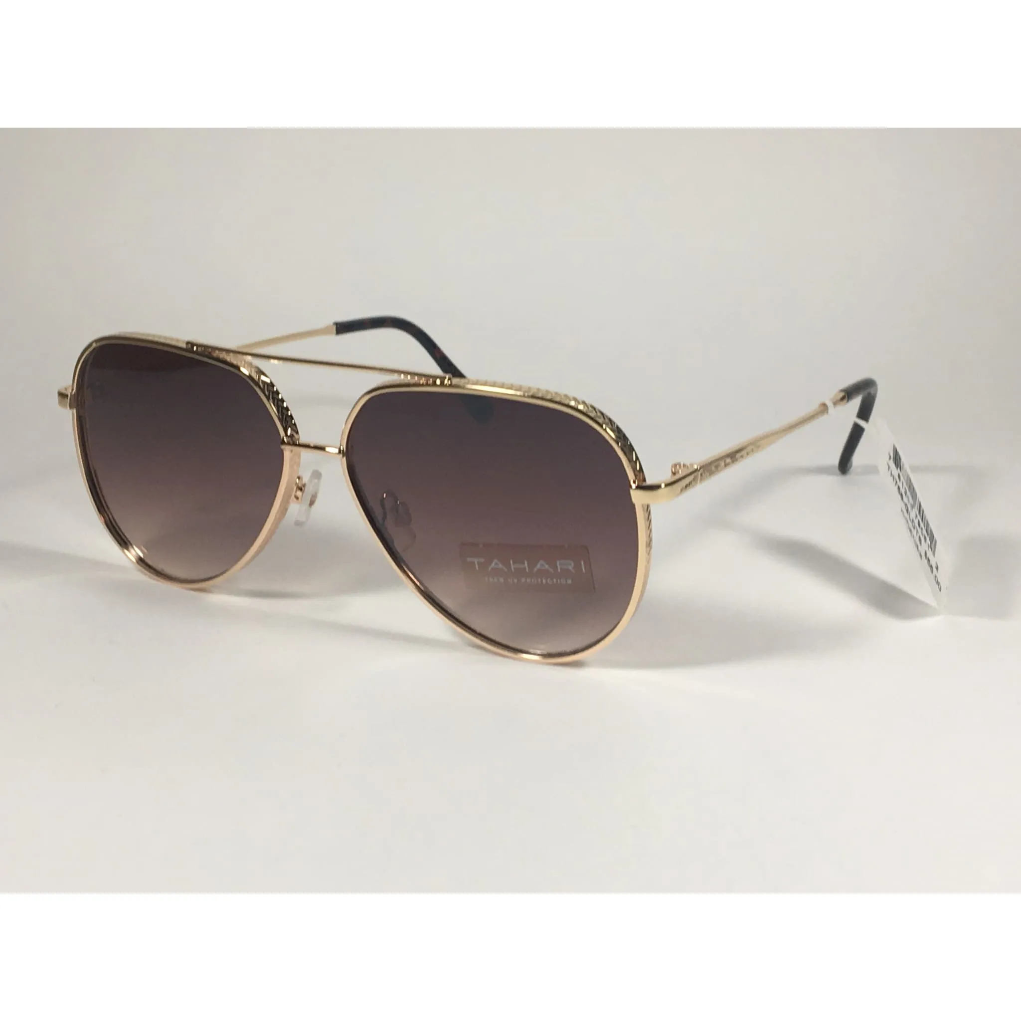 Tahari Aviator Sunglasses Gold Brown Tortoise Frame Gradient Lens TH758 GLDTS