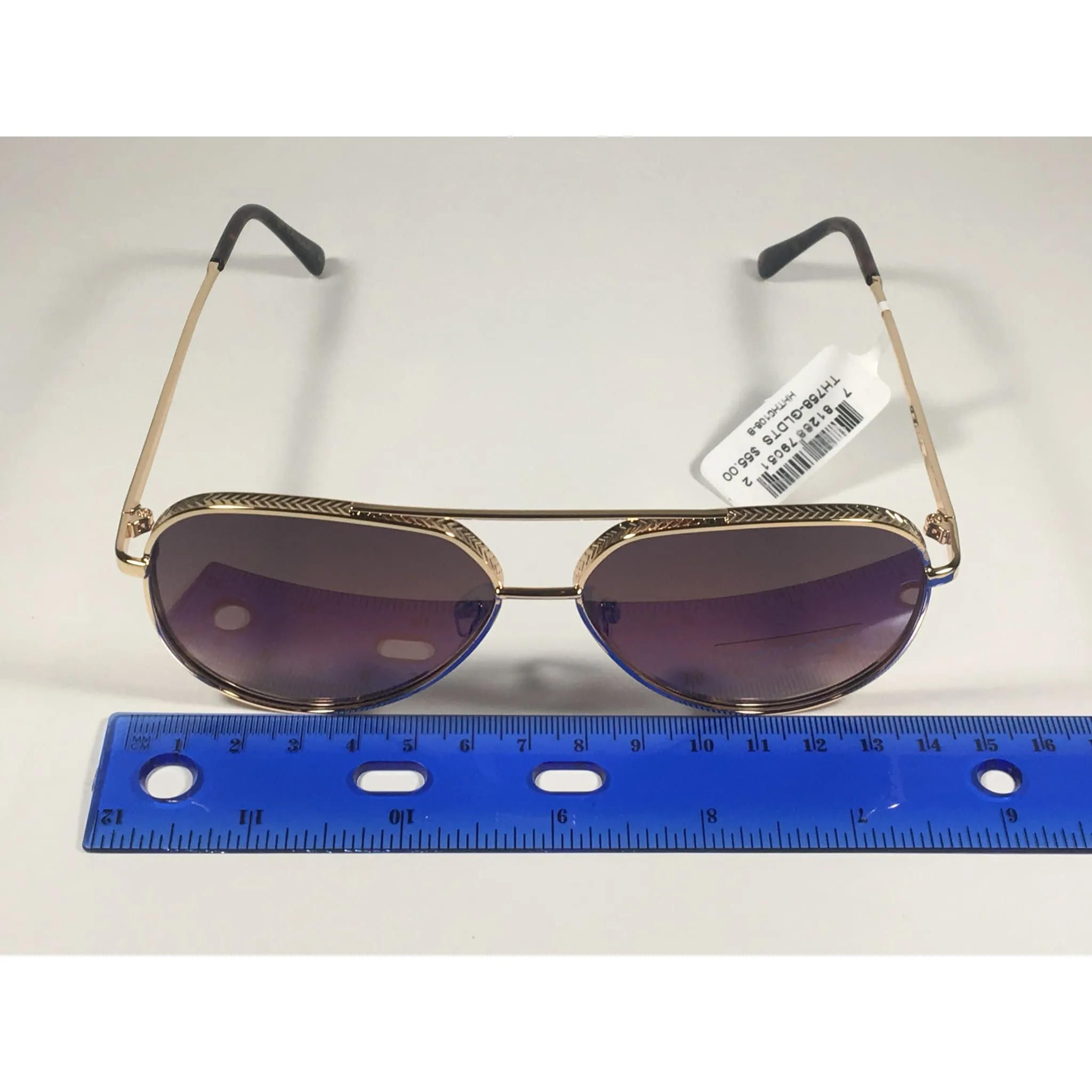 Tahari Aviator Sunglasses Gold Brown Tortoise Frame Gradient Lens TH758 GLDTS