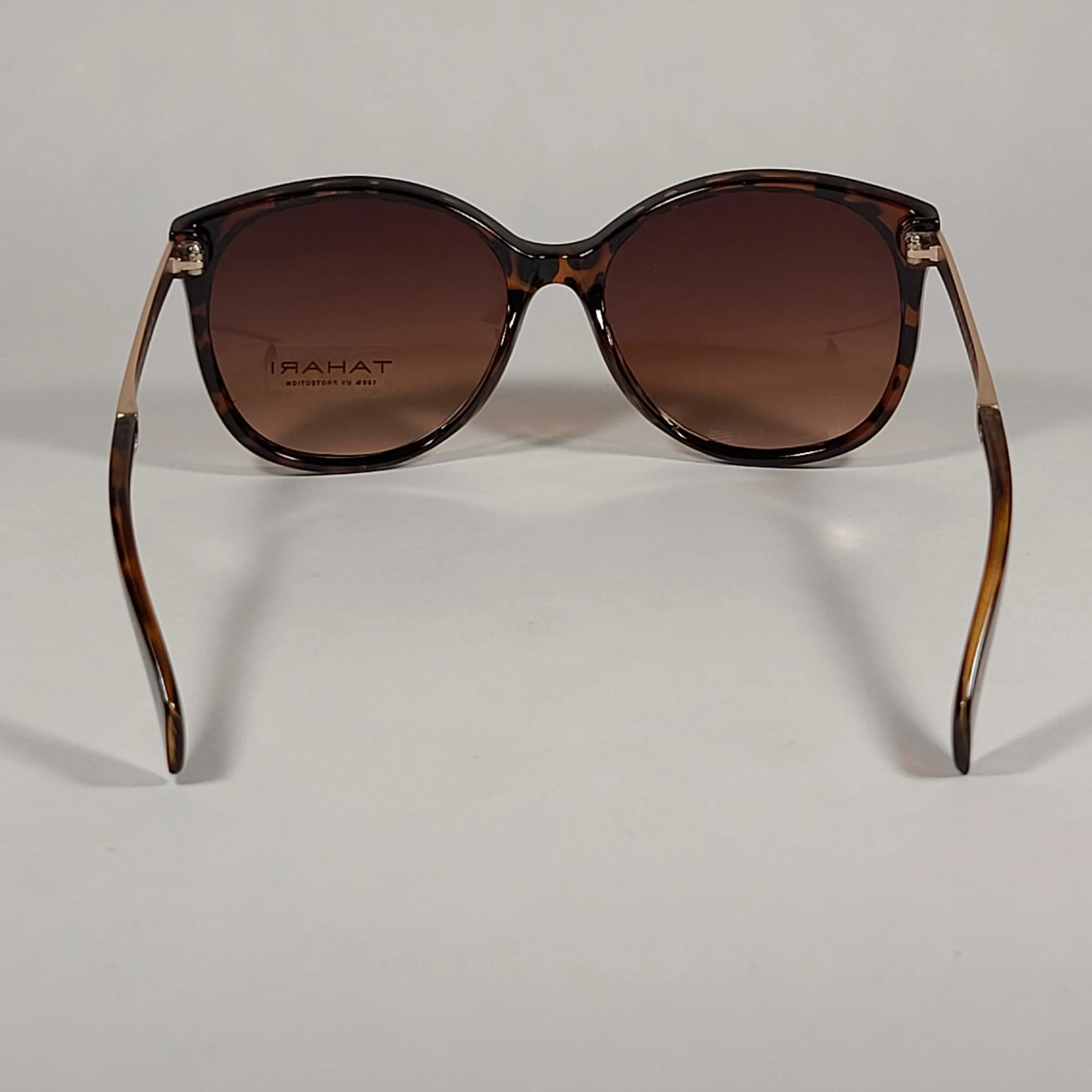 Tahari Cat Eye Sunglasses Brown Tortoise Gold Frame Brown Gradient Lens TH657 TS