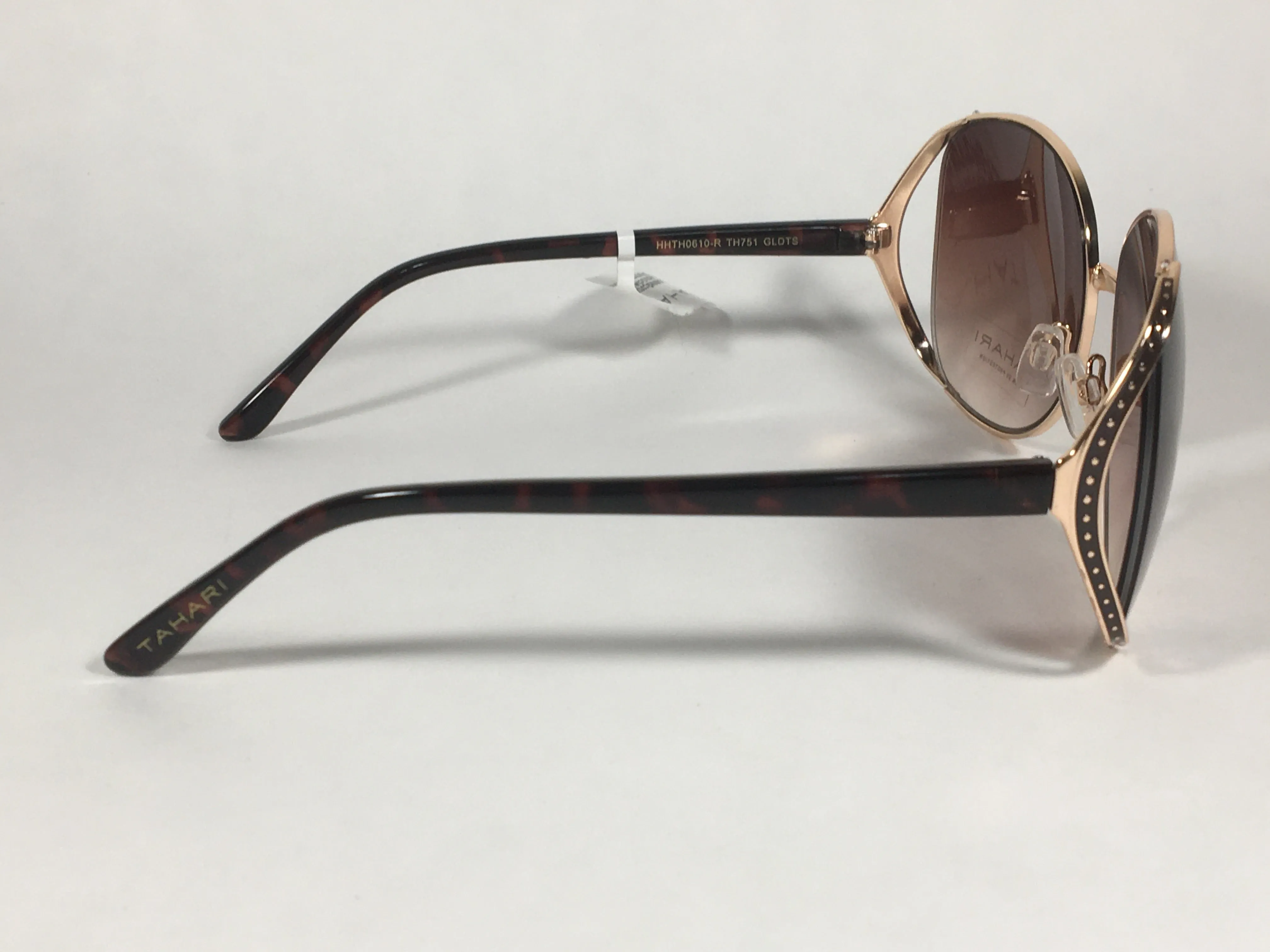 Tahari Oversized Sunglasses Gold And Brown Tortoise Frame Brown Gradient Lens TH751 GLDTS