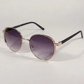 Tahari Round Aviator Sunglasses Gold Matte Black Smoke Gradient Lens TH785 GLDOX