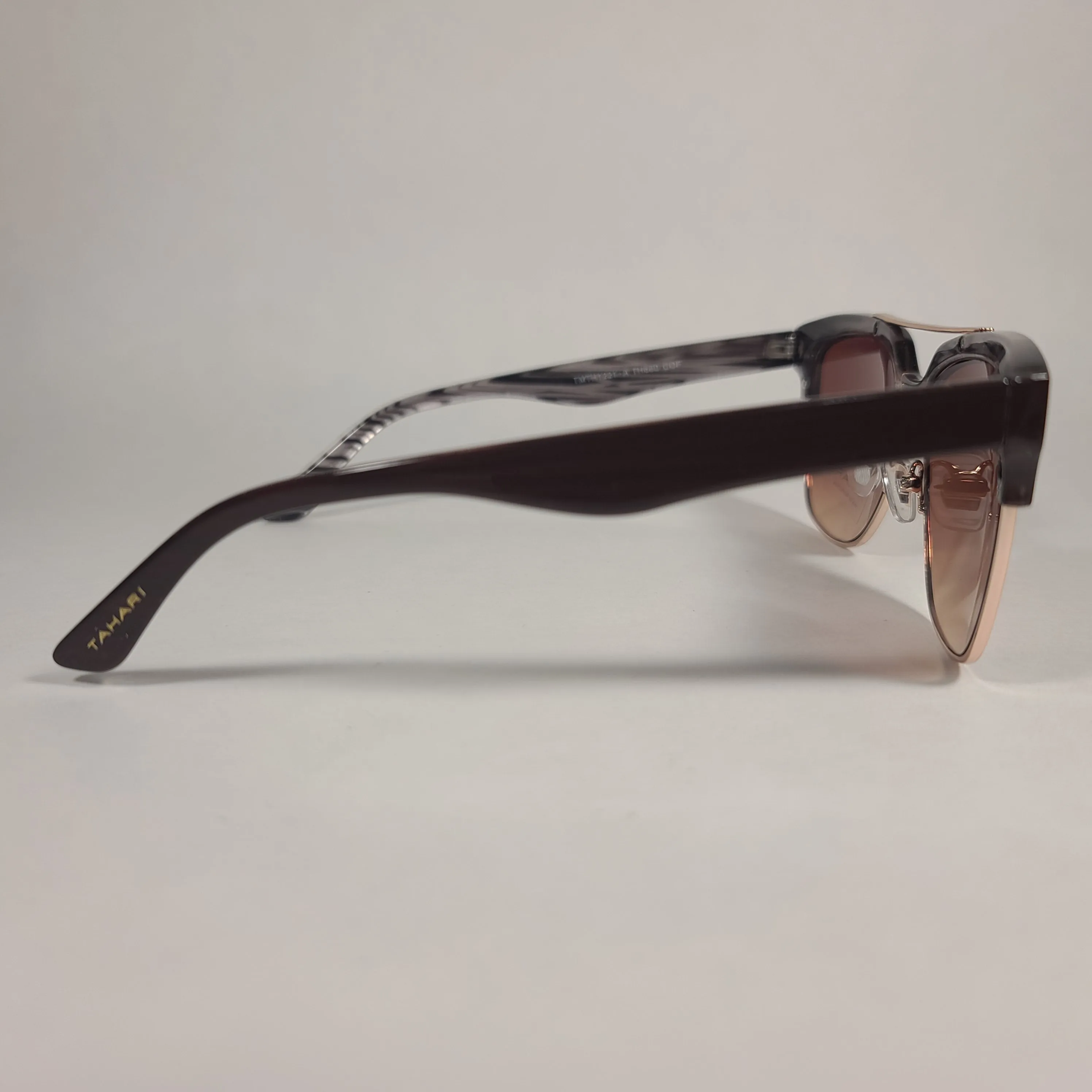 Tahari Square Club Sunglasses Brown Coffee Frame Brown Gradient Lens TH680 COF
