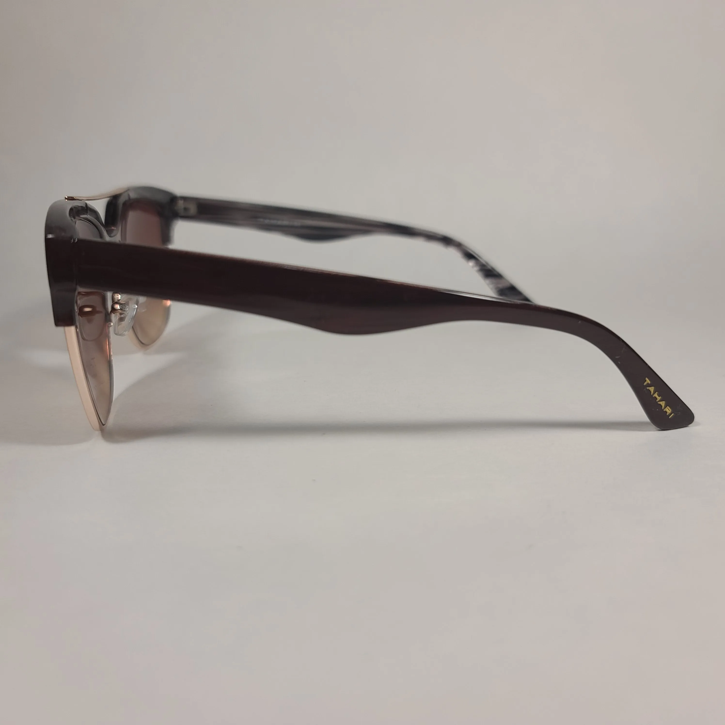 Tahari Square Club Sunglasses Brown Coffee Frame Brown Gradient Lens TH680 COF