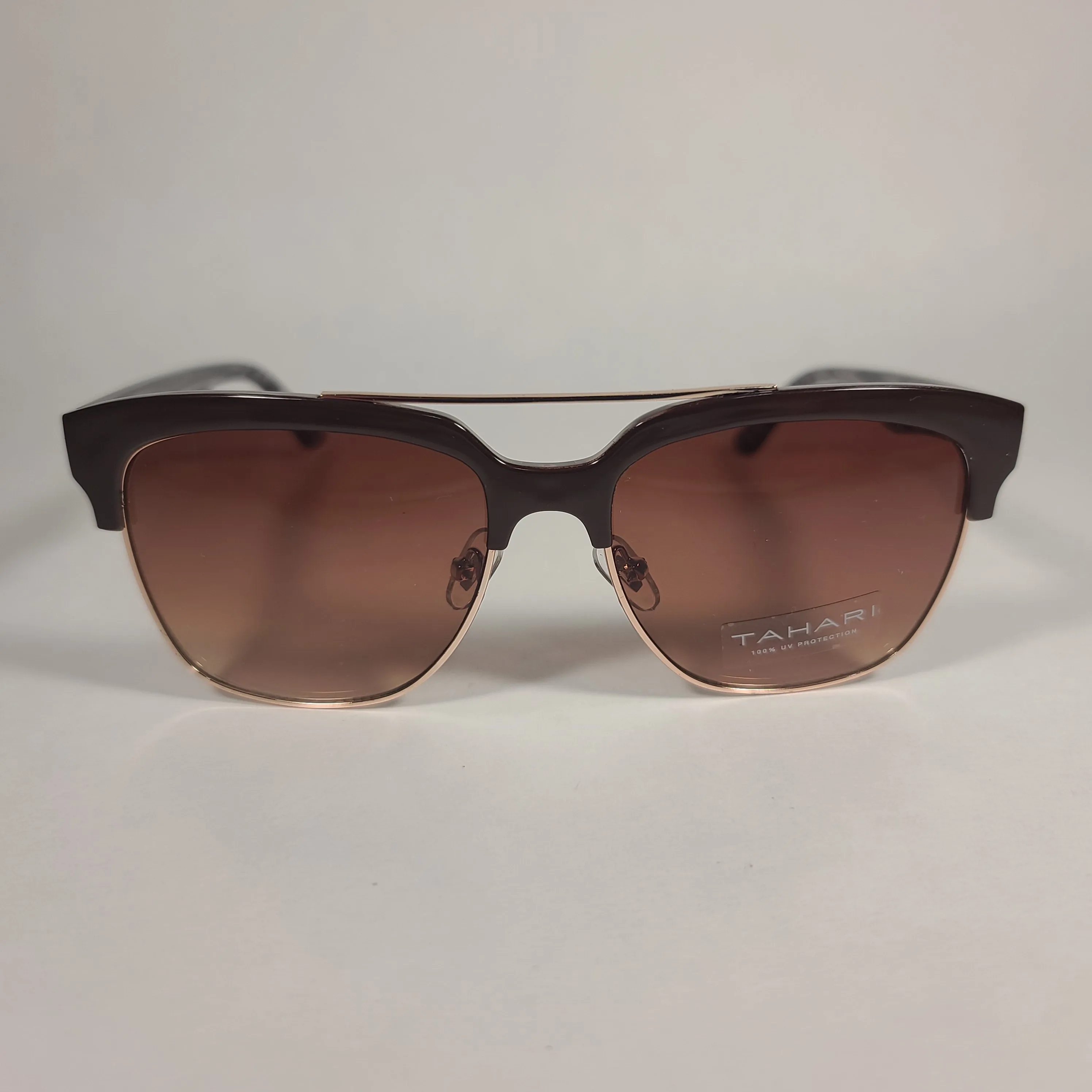 Tahari Square Club Sunglasses Brown Coffee Frame Brown Gradient Lens TH680 COF