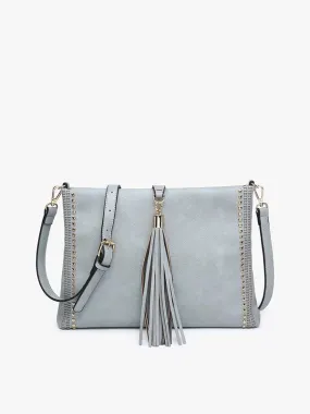 Tassel Dazzle Grey Blue Vegan Leather Crossbody Bag