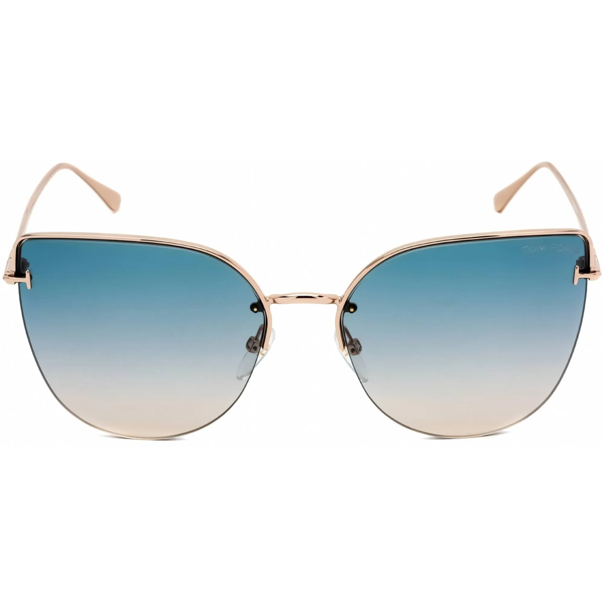 Tom Ford Women's Sunglasses - Shiny Rose Gold Cat Eye Half Rim Frame | FT0652 28P