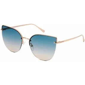 Tom Ford Women's Sunglasses - Shiny Rose Gold Cat Eye Half Rim Frame | FT0652 28P