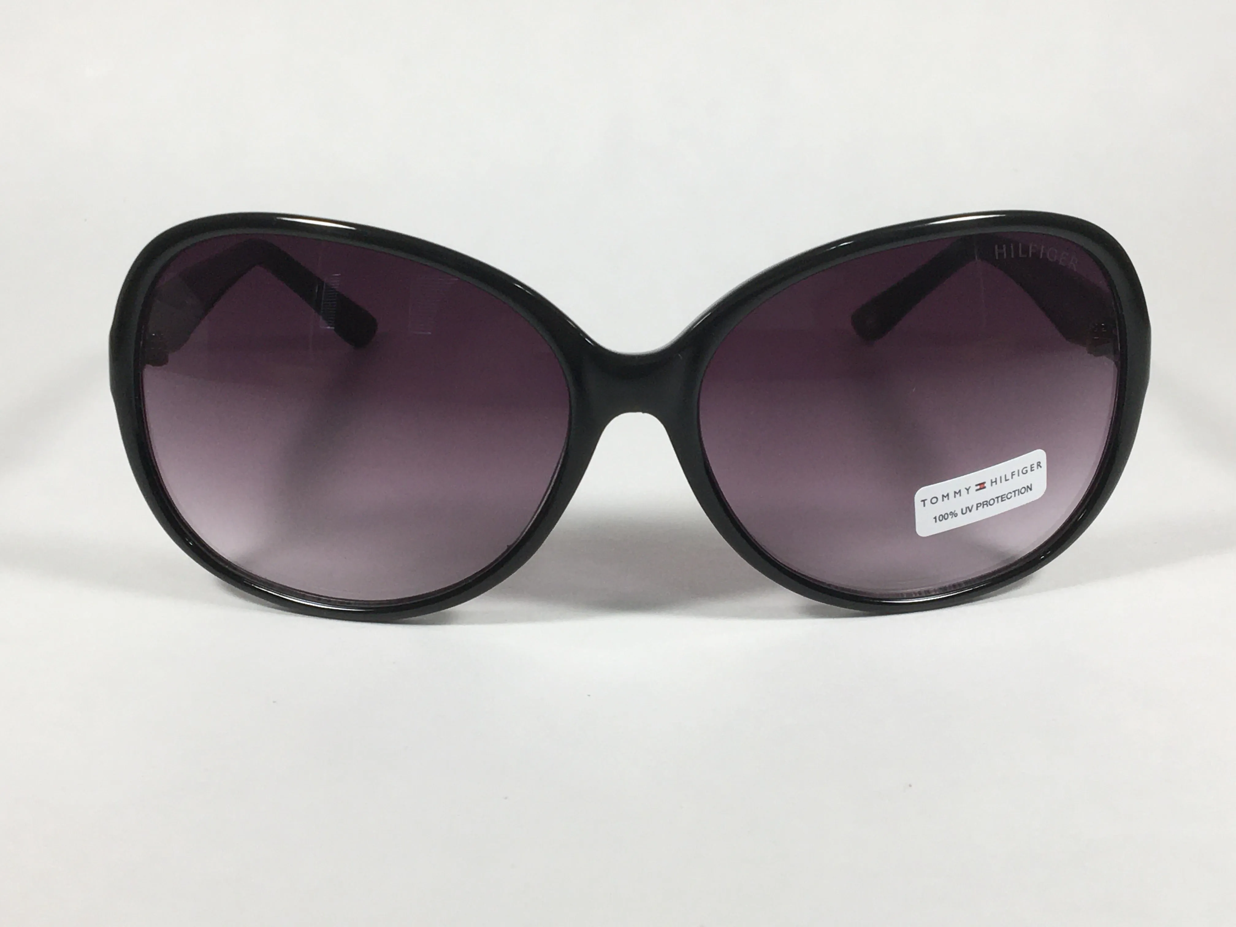 Tommy Hilfiger Camilla Oversize Oval Sunglasses Black Gloss Frame Smoke Gradient Lens CAMILLA WP OL350